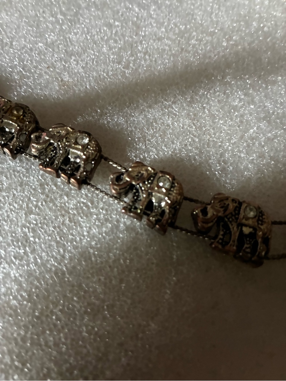 Gold-Tone Elephant Link Bracelet with Crystal Accentsslid antique